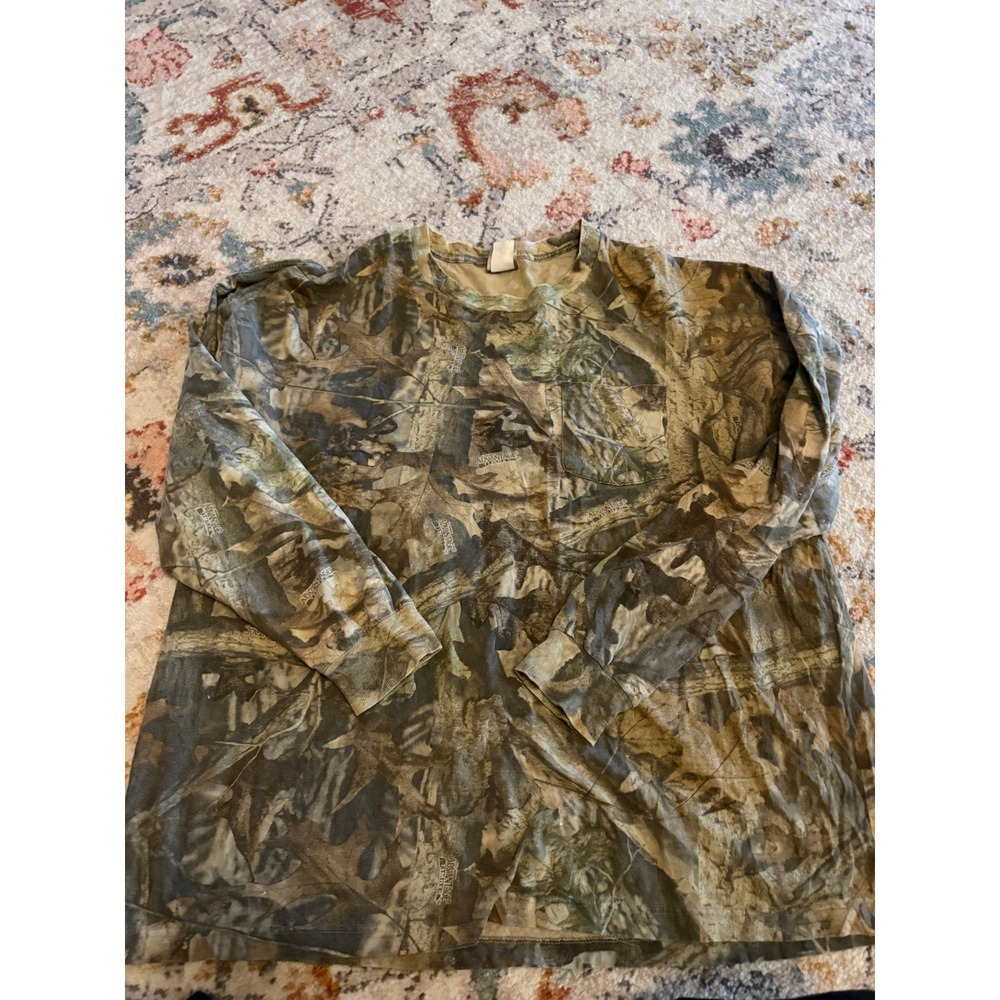 Jerzees Vintage Outdoors Advantage Timber Camo Long Sleeve T-Shirt Mens 2XL USA